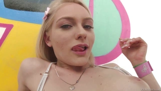 Gorgeous all-natural slut Alli Rae took it deep in her bald snatch