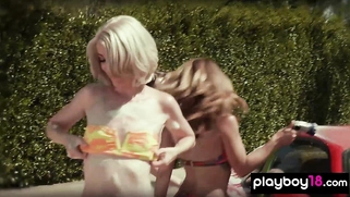 Naked MILF and teens waxing a Ferrari