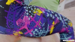 Angel Youngs in ripped leggings shakes her ass on Juan Loco's cock