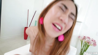 Eva Yi gets fucked by Alex Legend reverse cowgirl style