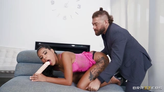 Andrea Retali is sucking the dildo