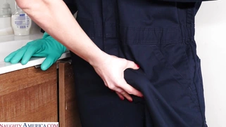 Blonde Sage Pillar gives blowjob to Filthy Rich
