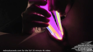Glowstick Gaping Her Pussy with Closeups