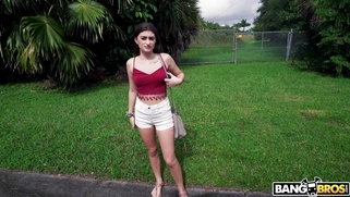Mae Milano is getting picked up outdoors