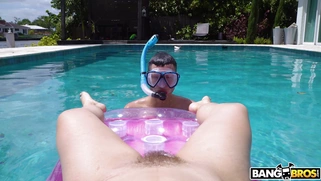 Lena Paul caught her neighbor Tyler spying on her in the pool