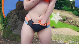 Redhead pokemon Ella Hughes got caught and started sucking Jordi's meat