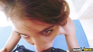 Adriana Chechik gives drooling blowjob in POV