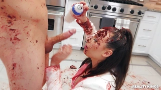 Casey Calvert is sucking the cock in the kitchen