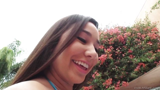 Sizzling bombshell Karlee Grey teases the camera, winking her asshole
