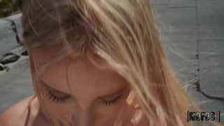 19yo Melody Marks gives nice blowjob outdoors