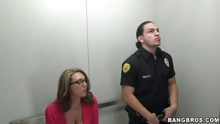 Brooke Wylde gives this lucky security guard a surprise blowjob