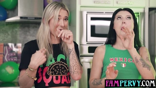 Bisex teen stepsisters run out of milk
