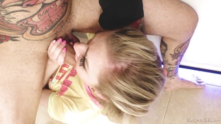 Mackenzie Moss is sucking cock and licking balls