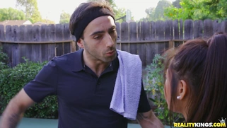 Vina Sky is sucking cock on the tennis court