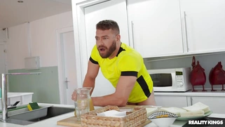 Lena Coxx is sucking cock in the kitchen