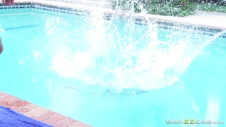 Johnny Sins caught Peta Jensen masturbating and threw her in the pool