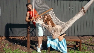 Redhead Aria Kai is sucking Johnny Love's cock