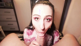 Sexy Webcam Girl Teases and Sucks Cock POV Closeup