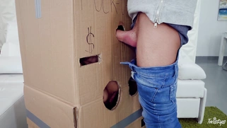 Sandra Wellness is sucking cock through the glory hole