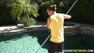 Mocha Menage Makes Her Move on a Man by the Pool