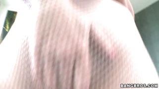 Jodie Taylor in a fishnet pantyhose shows off her big butt