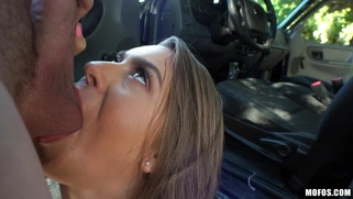18 year old Jill Kassidy sucks cock and eats balls outdoor