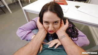 Mandy Muse is sucking cock in the classroom