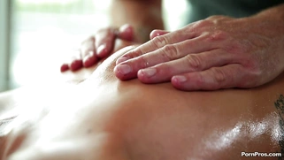 Sabrina Banks feel his strong hands on her oiled body