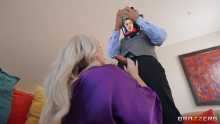 Blonde Kay Carter is sucking Scott Nails's cock