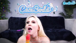 Stunning big-titted blonde Christy Stevens shows everyone how to masturbate