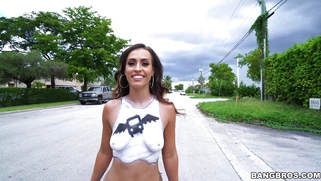 Kelsi Monroe is hunting for a hard cock on the street