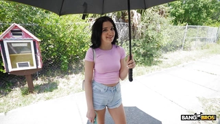 Vanessa Marie is getting picked up outdoors