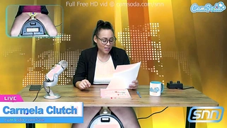 Hot Latina News Anchor Masturbates Live on Air