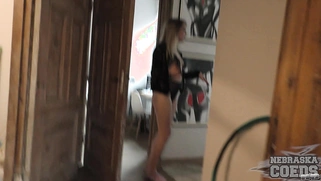 Blonde Masturbates with Dildo by Window