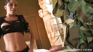 Destiny Dixon wearing Lara Croft outfit sucking cock