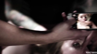Lena Paul is sucking three cocks
