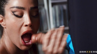 Samie Duchamp is sucking cock in the store