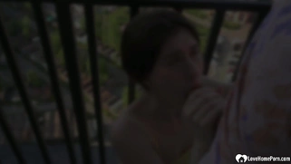 Fucking a hottie on the balcony is amazing