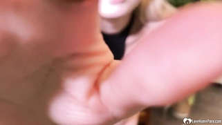 Solo masturbation with a cutie in black