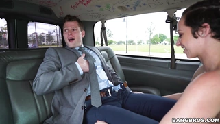 Jada Stevens gives blowjob to a stranger in the bus