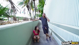 Lexi Luna is sucking the hard cock outdoors