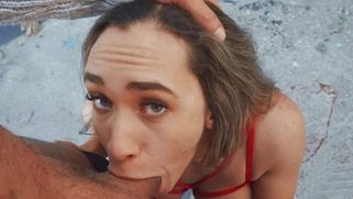 Briana Banderas guzzles the cock in POV outdoors